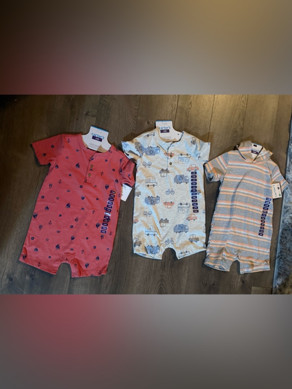 Boys. Carter's.  Short Sleeve Rompers. 3 of them.